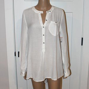 Free People Solid Boyfriend Button Down Long Sleeve HiLo Tunic - New - Size XS